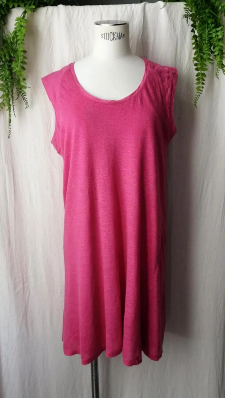 Robe sans manche en lin couleur fuchsia "Zara Collection"